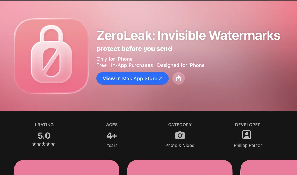 ZeroLeak App Store Darstellung und Branding